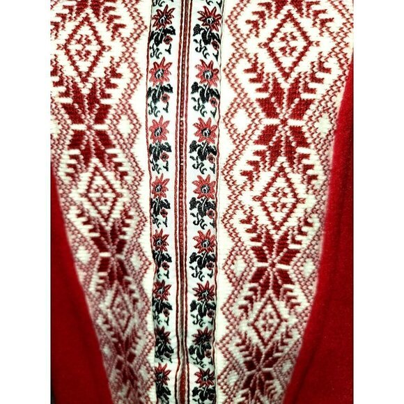 LL Bean Red Fair Isle Fleece Sweater Vest - Size Small - Picture 8 of 11